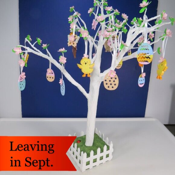 Spring Tree 16" tall Base 3 1/2" x 4" wide Hand Painted - Picture 2 of 12